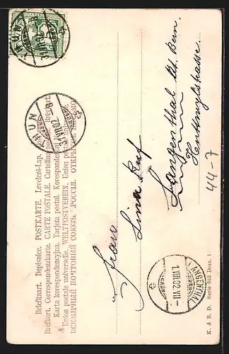 AK Mädchen mit Puppe und Regenschirm