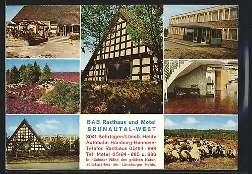 AK Behringen /Lüneburger Heide, BAB Rasthaus und Motel Brunautal-West