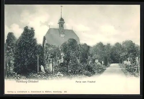 AK Hamburg-Ohlsdorf, Partie vom Friedhof