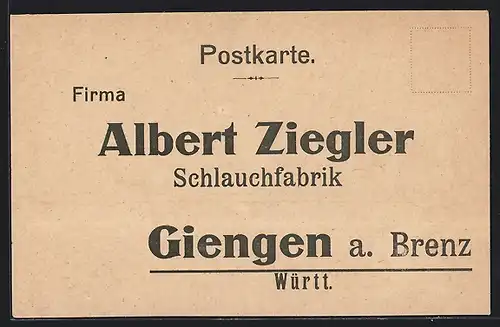 AK Giengen a. Brenz, Firma Albert Ziegler, Schlauchfabrik