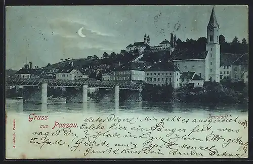 AK Passau, Innstadt mit Brücke