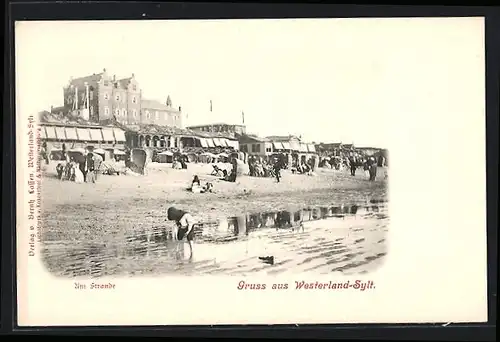 AK Westerland /Sylt, Badegäste und Strandkörbe am Strand