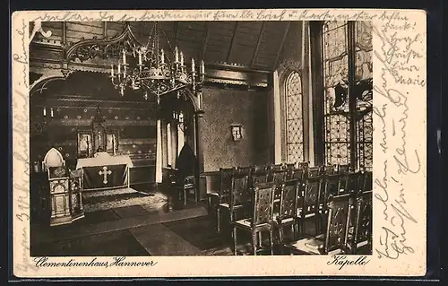 AK Hannover, Innenansicht des Clementinenhauses, Kapelle