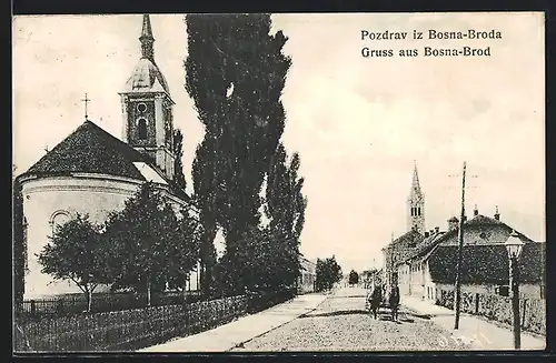 AK Bosna-Broda, Strassenpartie mit Kirche