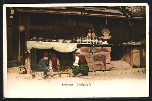 AK Sarajevo, Marktplatz, Strassenhändler
