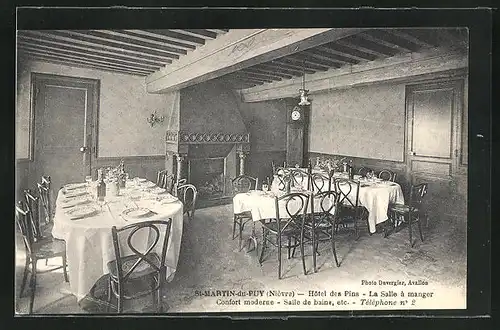 AK Saint-Martin-du-Puy, Hôtel des Pins La Salle à manger, Essenssaal eines Hotels