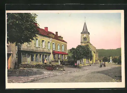 AK Brassy, Place de L`Eglise, Platz vor der Kirche