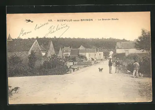 AK Neuville-sous-Brinon, La Grande Route