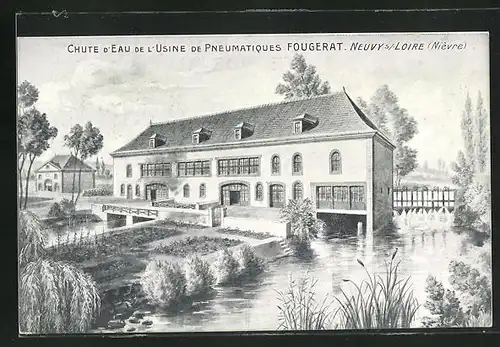 AK Neuvy-sur-Loire, Chute d`Eau de l`usine de Pneumatiques Fougerat