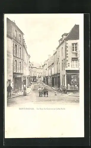 AK Saint-Saulge, La Rue du Commerce (coté Sud)