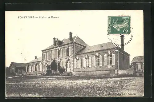 AK Fontaines, Mairie et Ecoles, Rathaus und Schulen