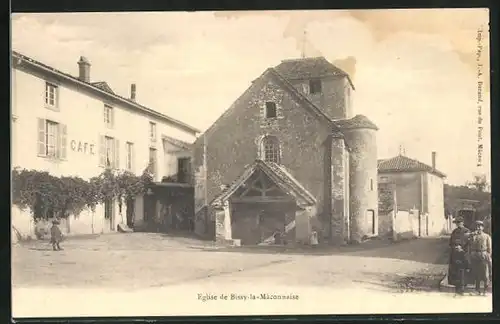 AK Bissy-la-Maconnaise, L`Eglise, Kirche und Cafe