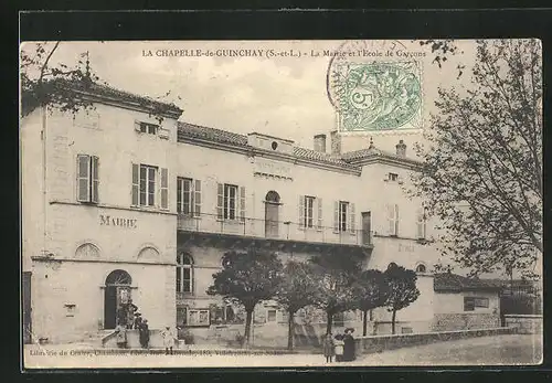 AK La Chapelle-de-Guinchay, la Mairie et l'Ecole de Garcons