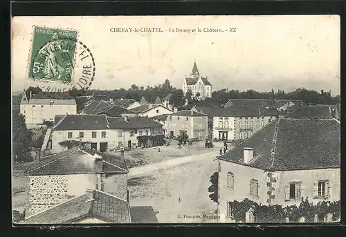 AK Chenay-le-Chatel, Le Bourg et le Chateau