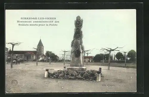 AK Simandre-les-Ormes, Monument commémoratif des Soldats morts pour la Patrie