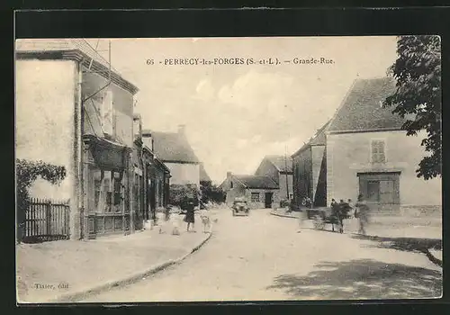 AK Perrecy-les-Forges, Grande-Rue, Strassenpartie