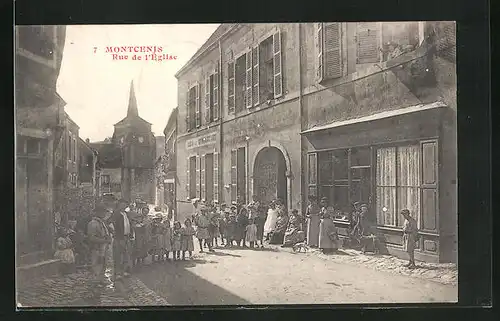 AK Montcenis, Rue de l`Église, Strassenpartie