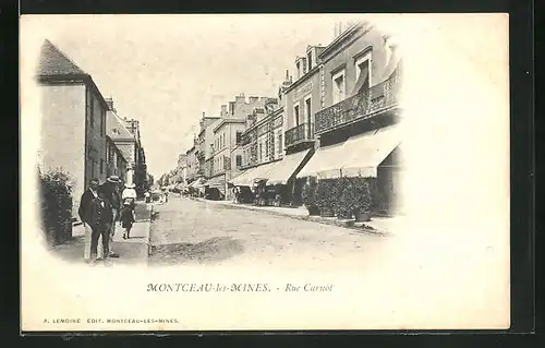 AK Montceau-les-Mines, Rue Carnot, Strassenpartie