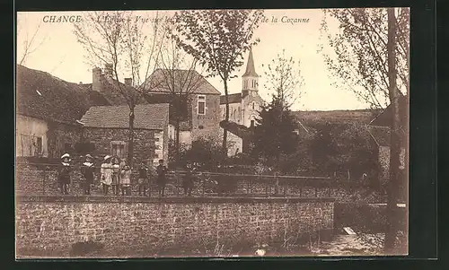 AK Changé, L`Eglise - Vue sur les bords de la Cozanne