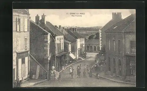 AK Épinac-les-Mines, Rue Franche, Strassenpartie