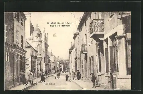 AK Chagny, Rue de la Boutière, Strassenpartie