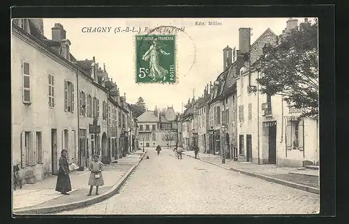 AK Chagny, Rue de la Ferté, Strassenpartie