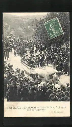 AK Saint-Gengoux-le-National, Cavalcade 1910, Char de l'Agriculture