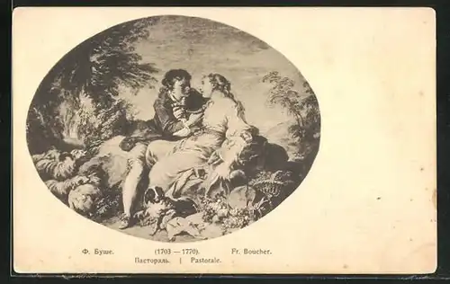 Künstler-AK Fr. Boucher: Pastorale, Rotes Kreuz Russland