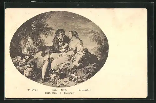 Künstler-AK Fr. Boucher: Pastorale, Rotes Kreuz Russland