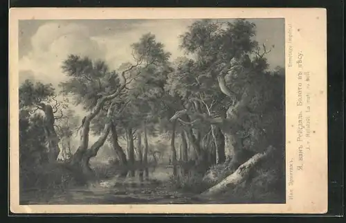 AK La mare au bois, Landschaftsbild, J. v. Ruisdael