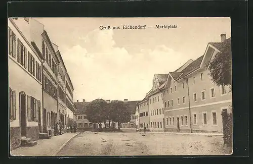 AK Eichendorf, Strassenblick in den Marktplatz