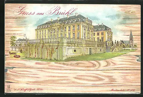 Lithographie Brühl, Königliches Schloss