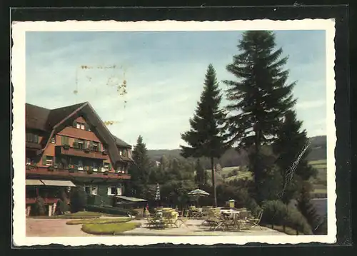 AK Titisee, Schwarzwald-Hotel am See, Südflügel mit Seeterrasse