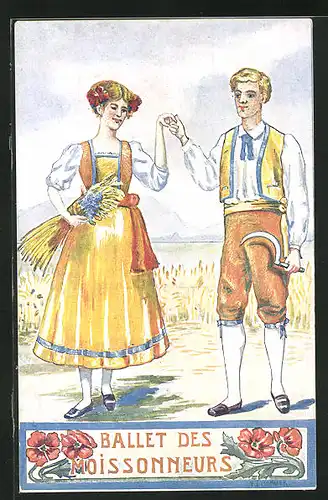 Künstler-AK Neuchatel, La Fete Fédérale de Chant 1912, Ballet des Moissonneurs, Bauernpaar auf dem Feld