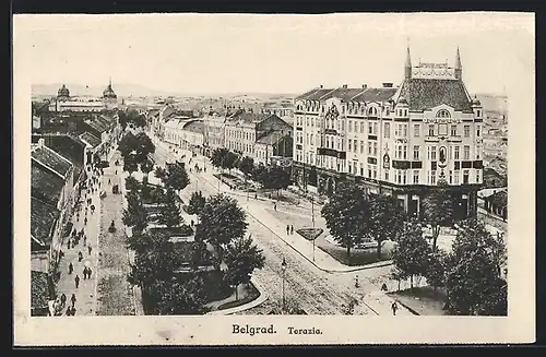 AK Belgrad, Terazia, Partie aus der Vogelschau