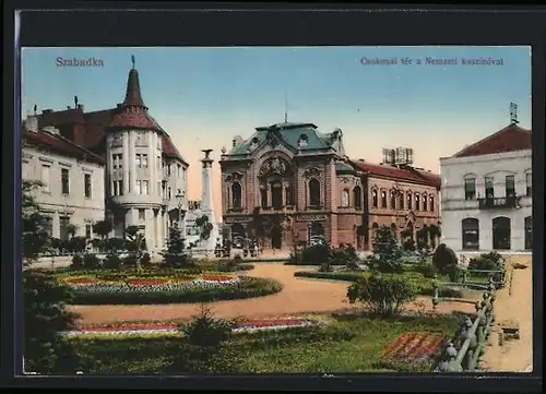 AK Szabadka, Csokonai tér a Nemzeti kaszinóval