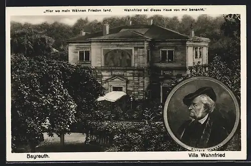 AK Bayreuth, Villa Wahnfried, Portrait von Richard Wagner