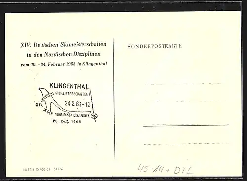 Künstler-AK Klingenthal, Grosse Aschbergschanze, XIV. Deutsche Skimeisterschaften 1963