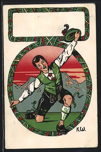 Künstler-AK Freundlicher Mann in bayerischer Tracht