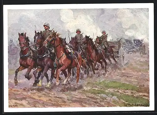 Künstler-AK Ludwig Koch: Österreichs Bundesheer, Feldartillerie