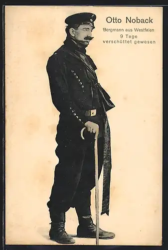 AK Otto Noback, Bergmann aus Westfalen, 9 Tage verschüttet gewesen