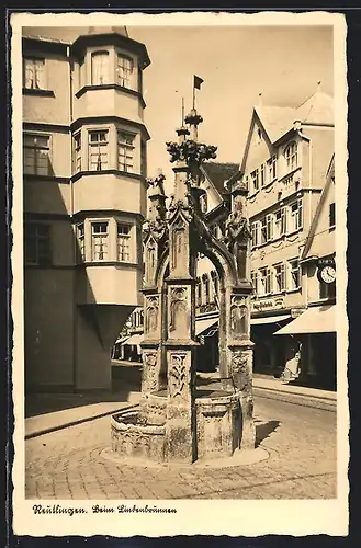 AK Reutlingen, Obere Wilhelmstrasse, Lindenbrunnen