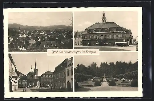 AK Emmendingen im Breisgau, Marktplatz mit Rathaus, Denkmal, Kirche