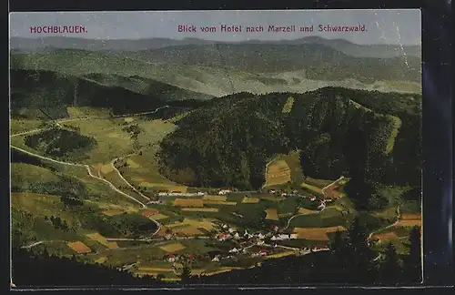 AK Badenweiler, Blick vom Hotel Hochblauen nach Marzell und Schwarzwald