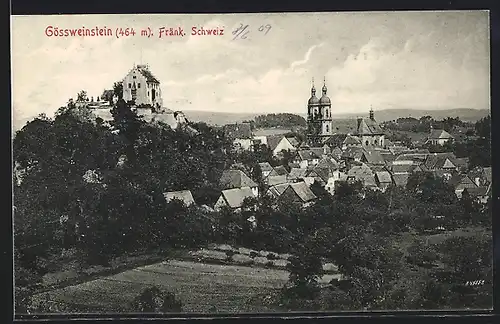 AK Gössweinstein, Ortsansicht mit Kirche und Schloss