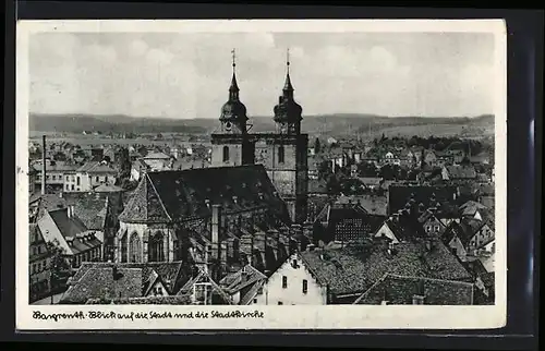 AK Bayreuth, Blick auf die Stadt un die Stadtkirche