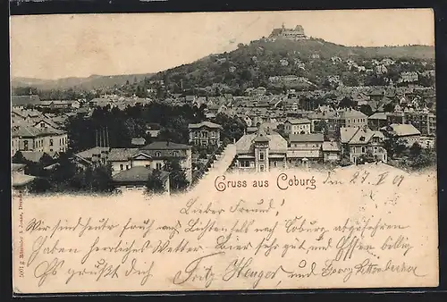 AK Coburg, Ortsansicht mit Feste
