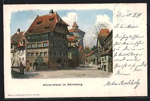 Lithographie Nürnberg, Strasse am Dürer-Haus