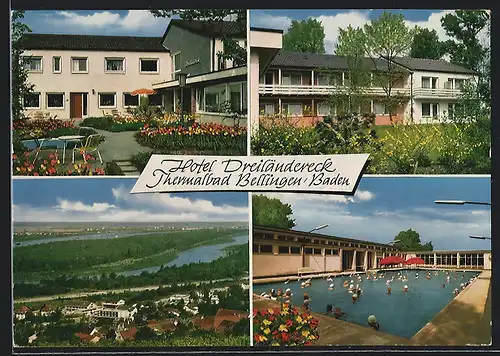 AK Bellingen, Hotel Dreiländereck, Thermalbad, Gartenpartie