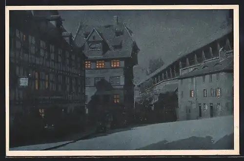 AK Nürnberg, Albrecht Dürerhaus bei Nacht